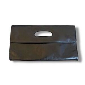 Hobo International KATRINA Chic Black Leather Keyhole Handle Envelope Clutch Bag